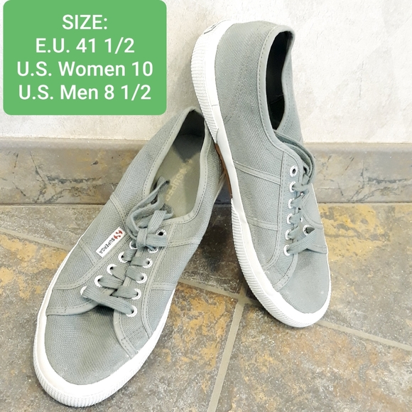 Superga Shoes - Superga 2750 Trainers Green Low Top Canvas Sneakers EU 41.5 / US Wmn 10